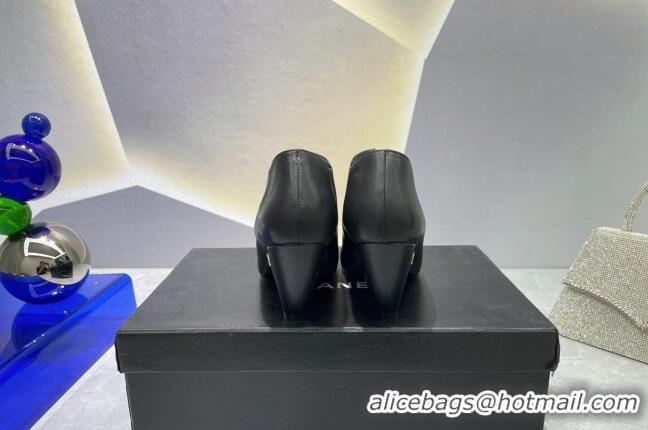 Lower Price Chanel Lambskin Lace-up Medium Heel Pumps 6cm Black 071865