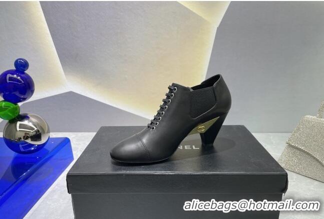 Lower Price Chanel Lambskin Lace-up Medium Heel Pumps 6cm Black 071865