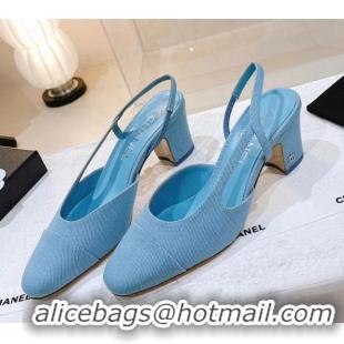 Discount Chanel Denim Slingback Pumps 6.5cm G31318 Blue 071881