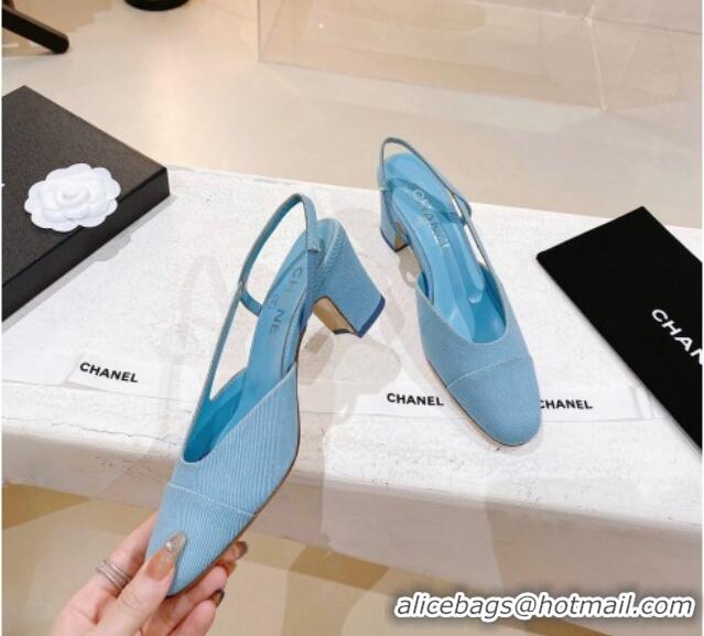 Discount Chanel Denim Slingback Pumps 6.5cm G31318 Blue 071881