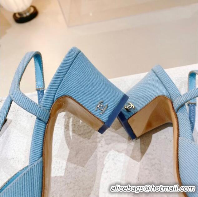 Discount Chanel Denim Slingback Pumps 6.5cm G31318 Blue 071881