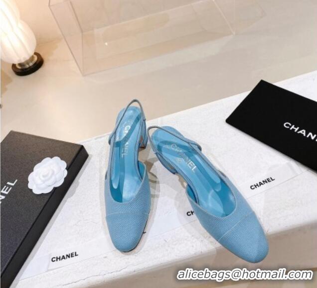 Discount Chanel Denim Slingback Pumps 6.5cm G31318 Blue 071881