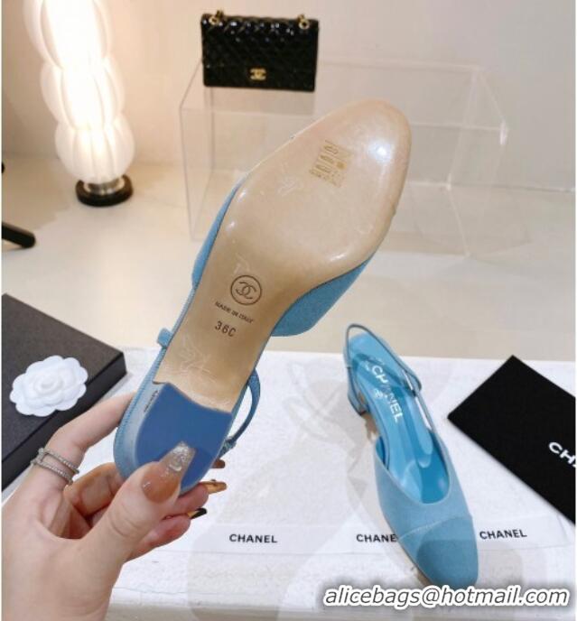 Discount Chanel Denim Slingback Pumps 6.5cm G31318 Blue 071881