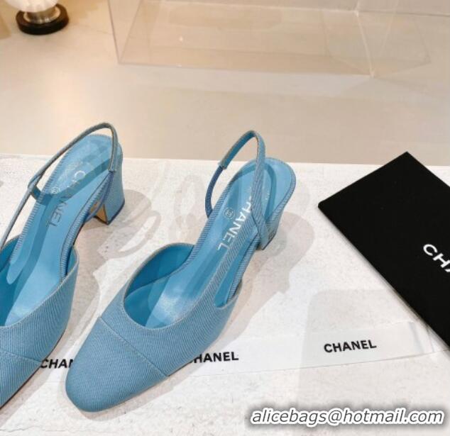 Discount Chanel Denim Slingback Pumps 6.5cm G31318 Blue 071881