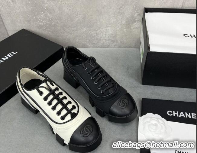 Durable Style Chanel Fabric Lace-ups Shoe Black 071891