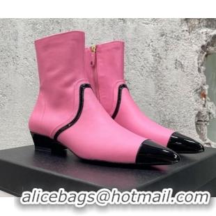 Sumptuous Chanel Calfskin Heel Ankle Boots 3cm G35833 Pink