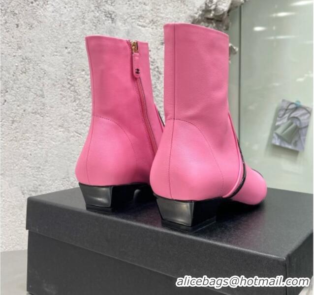 Sumptuous Chanel Calfskin Heel Ankle Boots 3cm G35833 Pink