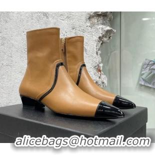 Good Quality Chanel Calfskin Heel Ankle Boots 3cm G35833 Brown