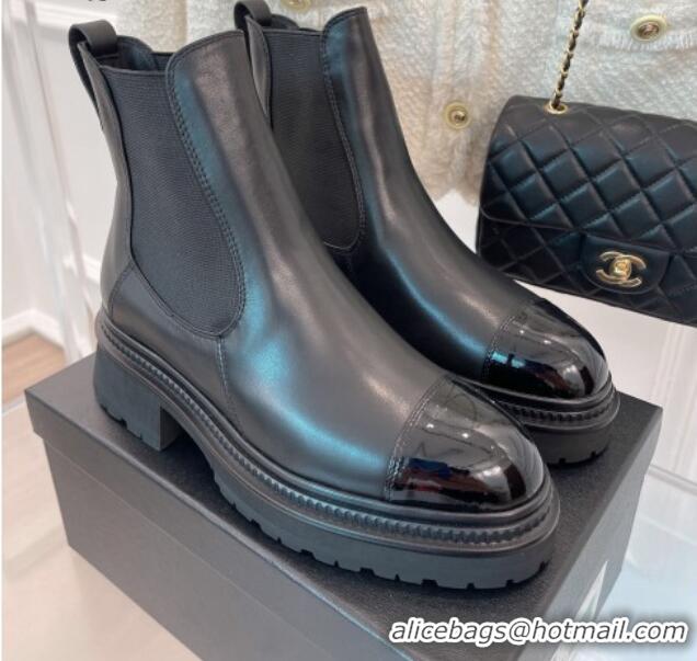 Classic Hot Chanel Calfskin Ankle Platform Boots G39208 Black