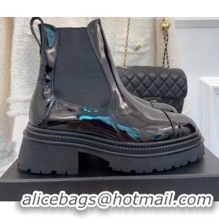 Most Popular Chanel Patent Leather Ankle Platform Boots G39208 Black