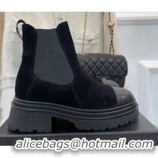 Feminine Chanel Suede Ankle Platform Boots G39208 Black