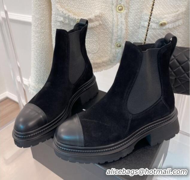 Feminine Chanel Suede Ankle Platform Boots G39208 Black