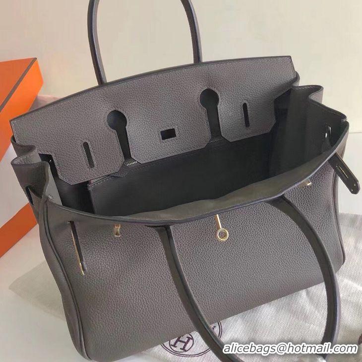 Top Grade Hermes Birkin Bag 25cm in Epsom Leather Calfskin H025 Tinware Grey/Gold (Half Handmade)