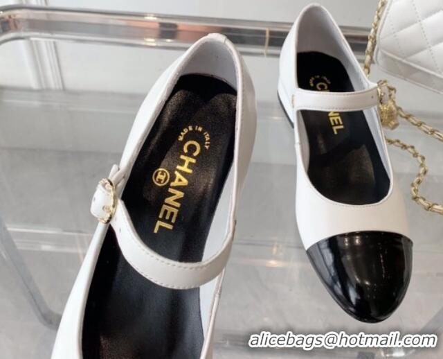 Fashion Chanel Lambskin Mary Janes Shoes White 072172