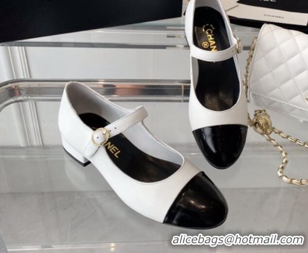 Fashion Chanel Lambskin Mary Janes Shoes White 072172