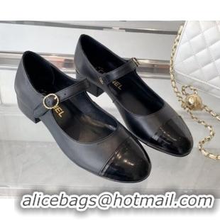 Sophisticated Chanel Lambskin Mary Janes Shoes Black 072173