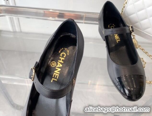 Sophisticated Chanel Lambskin Mary Janes Shoes Black 072173