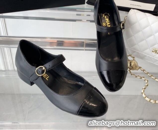 Sophisticated Chanel Lambskin Mary Janes Shoes Black 072173