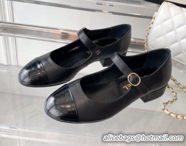 Sophisticated Chanel Lambskin Mary Janes Shoes Black 072173