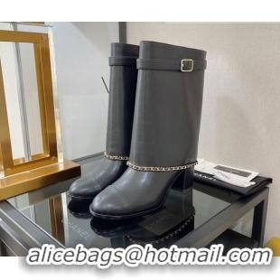 Most Popular Chanel Calfskin Medium Heel Boots 6.5cm Black 080872