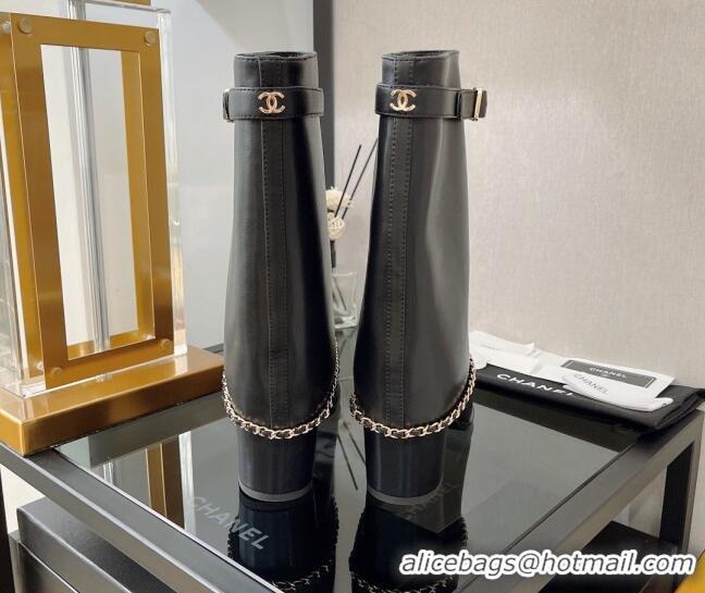 Most Popular Chanel Calfskin Medium Heel Boots 6.5cm Black 080872