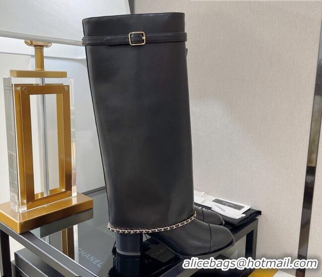 Best Price Chanel Calfskin High Boots 6.5cm G39345 Black 080876