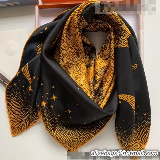 Buy Fashionable Hermes Silk Square Scarf 90x90cm H2220 Black/Blue 2022 