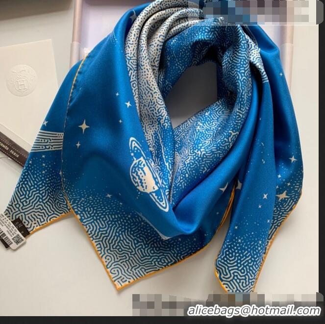 Buy Fashionable Hermes Silk Square Scarf 90x90cm H2220 Black/Blue 2022 