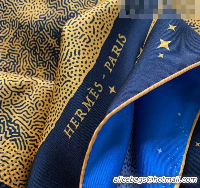 Buy Fashionable Hermes Silk Square Scarf 90x90cm H2220 Black/Blue 2022 