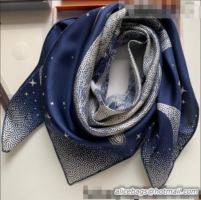 Super Quality Hermes Silk Square Scarf 90x90cm H2220 Navy Blue/Khaki 2022