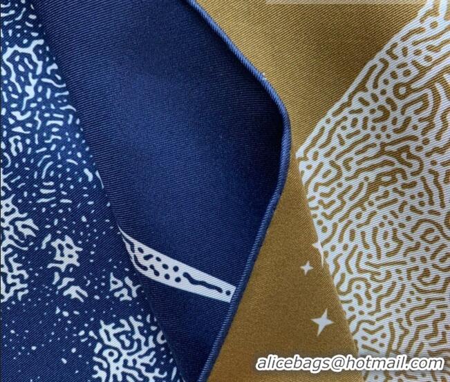 Super Quality Hermes Silk Square Scarf 90x90cm H2220 Navy Blue/Khaki 2022