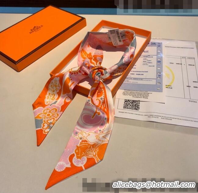 Best Price Hermes Silk Bandeau Scarf 5x86cm H2307 Orange 2022