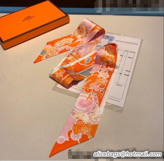 Best Price Hermes Silk Bandeau Scarf 5x86cm H2307 Orange 2022