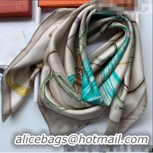 Top Grade Hermes Silk Square Scarf 90x90cm H0905 Grey 2022