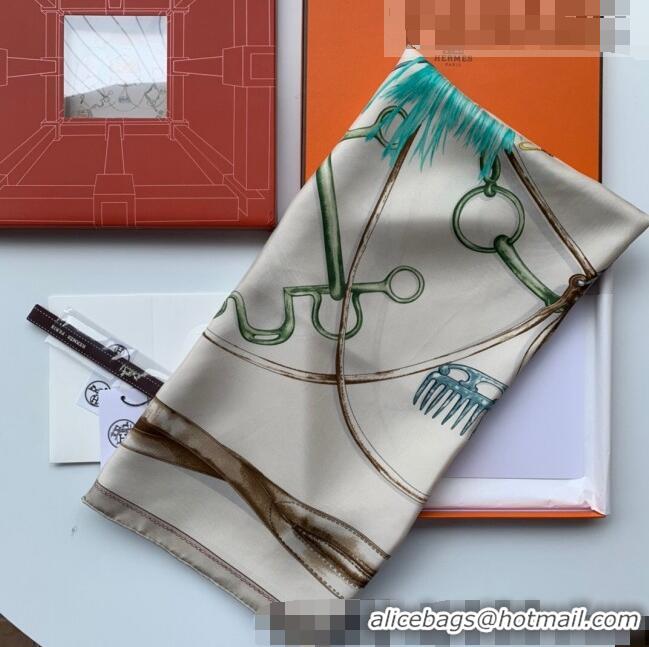 Top Grade Hermes Silk Square Scarf 90x90cm H0905 Grey 2022