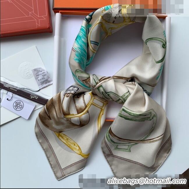 Top Grade Hermes Silk Square Scarf 90x90cm H0905 Grey 2022