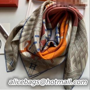 Top Quality Hermes Masan Silk Square Scarf 90x90cm H3074 Grey 2022