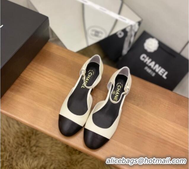 Unique Style Chanel Pearl Mary Janes Pumps White 080894