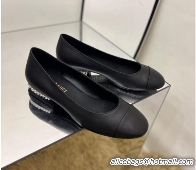 Sumptuous Chanel Pearl Ballerinas Black 080896