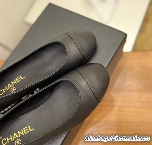 Sumptuous Chanel Pearl Ballerinas Black 080896