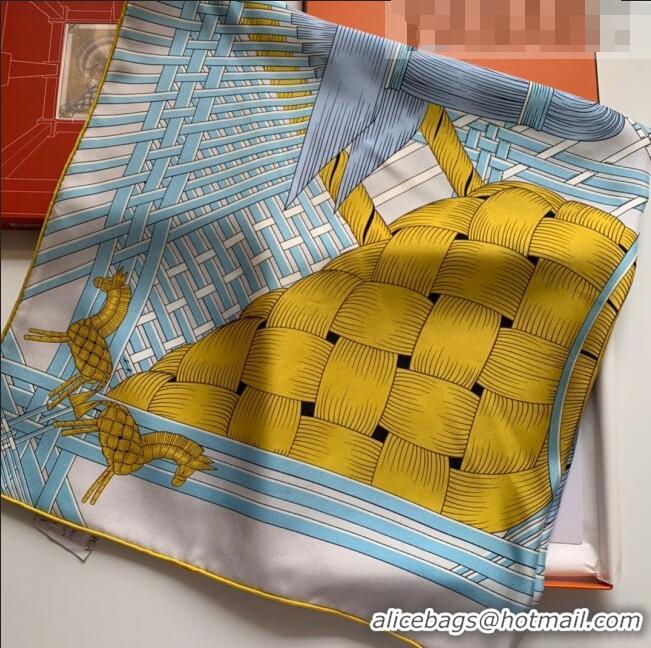 Good Product Hermes Masan Silk Square Scarf 90x90cm H3075 Blue 2022