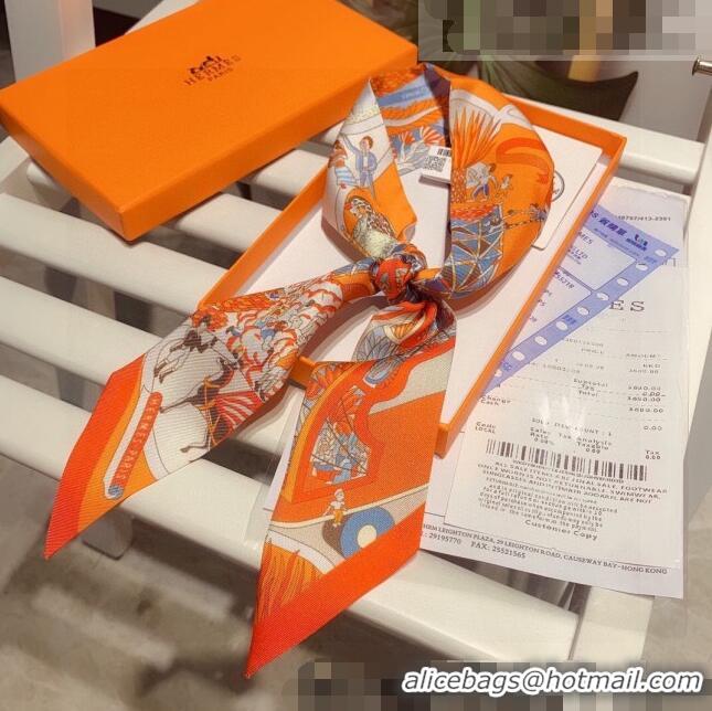 Inexpensive Hermes Silk Bandeau Scarf 5x86cm 040124 Orange 2022