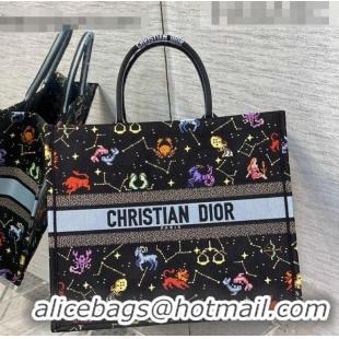 Super Quality Dior Large Book Tote Bag in Black Pixel Zodiac Embroidery M941 2022