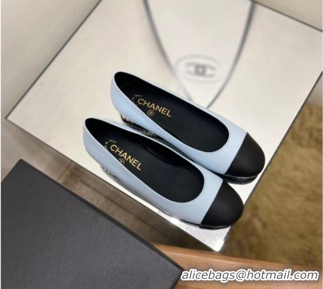 Sophisticated Chanel Pearl Ballerinas Pale Blue 2022 080897