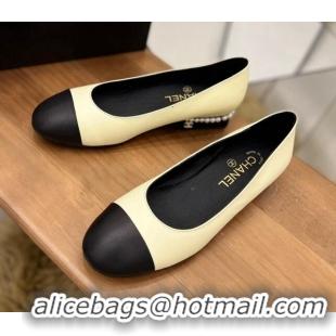 Low Cost Chanel Pearl Ballerinas Yellow 080898