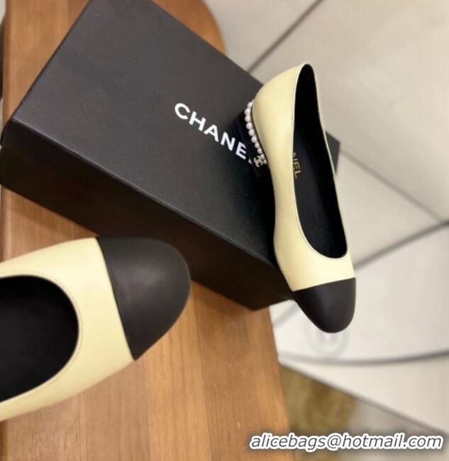 Low Cost Chanel Pearl Ballerinas Yellow 080898