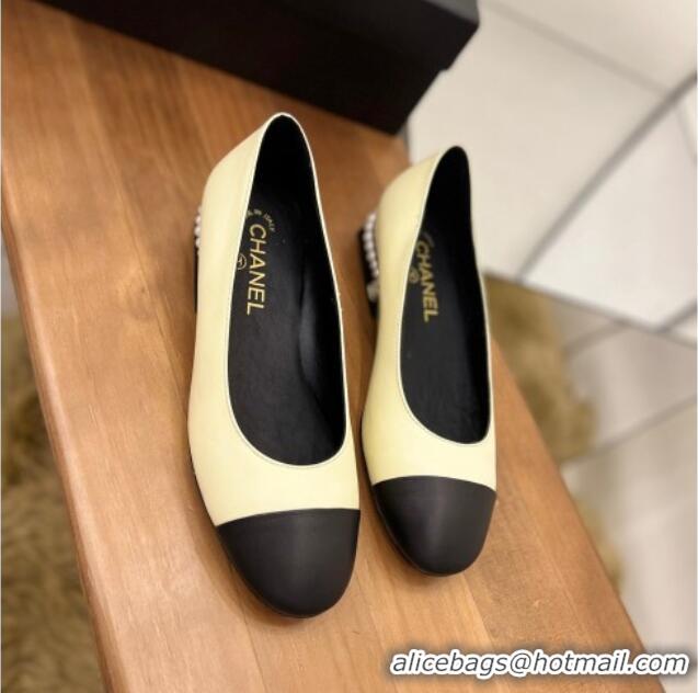 Low Cost Chanel Pearl Ballerinas Yellow 080898