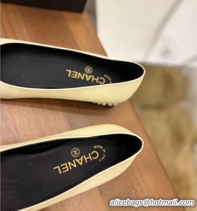 Low Cost Chanel Pearl Ballerinas Yellow 080898