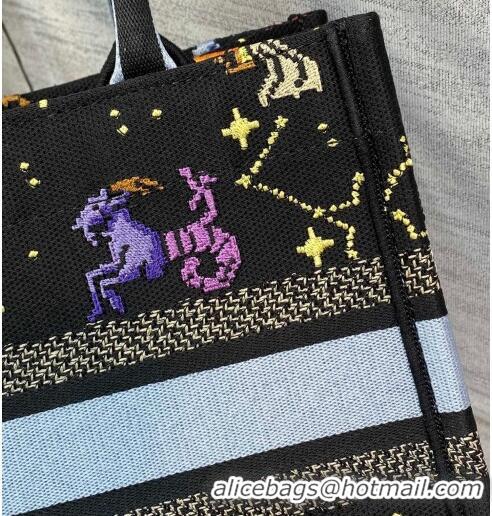 Affordable Price Dior Small Book Tote Bag in Black Pixel Zodiac Embroidery M941 2022