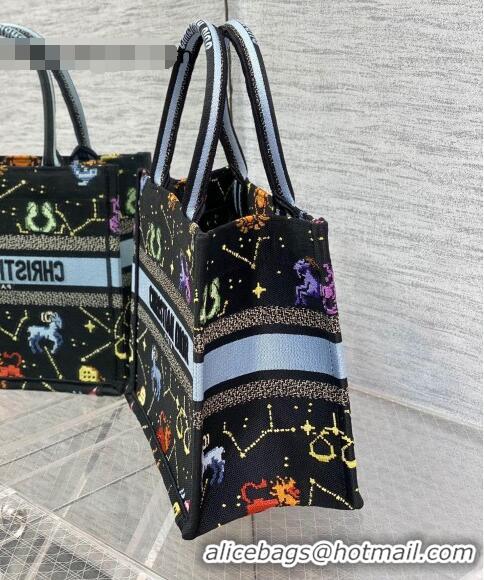 Affordable Price Dior Small Book Tote Bag in Black Pixel Zodiac Embroidery M941 2022